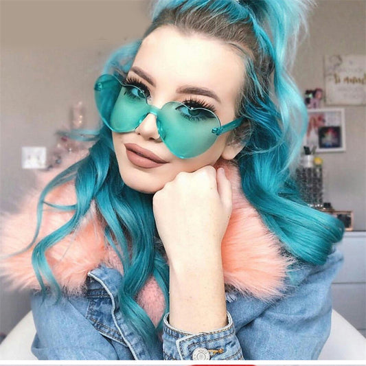 Gafas de Sol Una Pieza Corazón Océano - Diseño Personalidad Femenino - Image 2