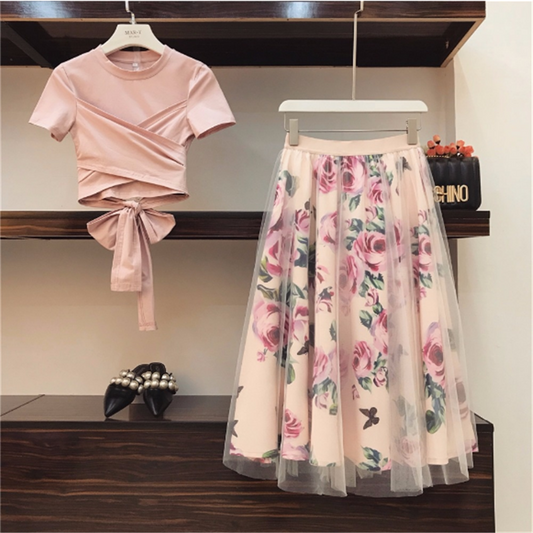 Falda Midi de Malla Estampada Estilo Coreano - Image 2