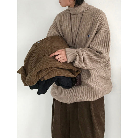 Suéter Cuello Alto Retro Caramelo Estilo Japonés - Image 2