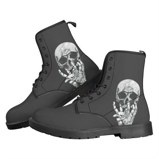 Botas Martin Británicas de Cuero con Estampado y Tacón Bajo para Mujer - Image 2