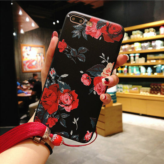 Funda para Celular con Diseño de Rosa Grabada y Flecos Pintados - Image 2