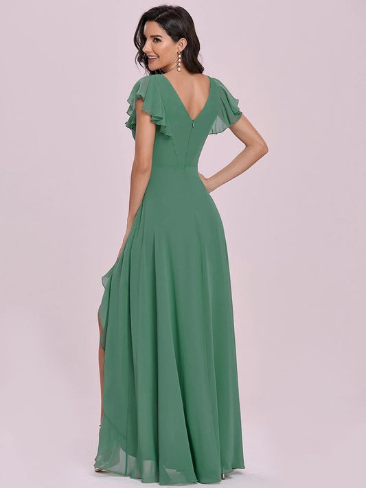 Falda Midi Envolvente Verde Cintura Alta con Abertura Interna - Image 2