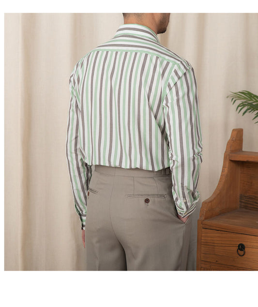 Camisa de Algodón a Rayas para Hombre - Estilo Business Casual - Image 2