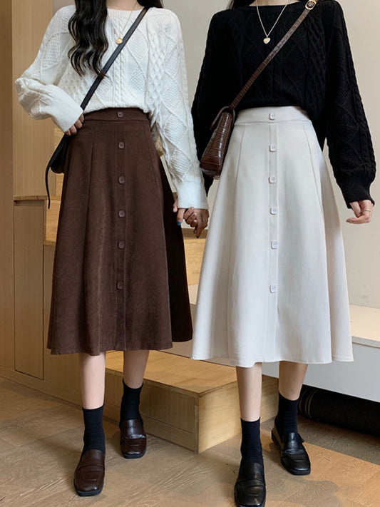 Falda Midi Cintura Alta Estilo A-Line para Invierno - Image 2