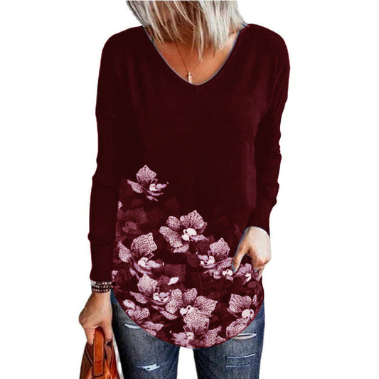 Blusa Suelta con Estampado Floral y Cuello en V para Mujer - Image 2