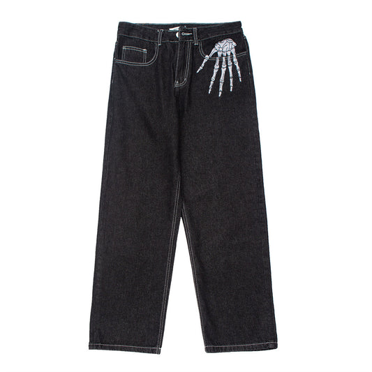Jeans Negros con Bordado de Calavera para Hombre - Image 2