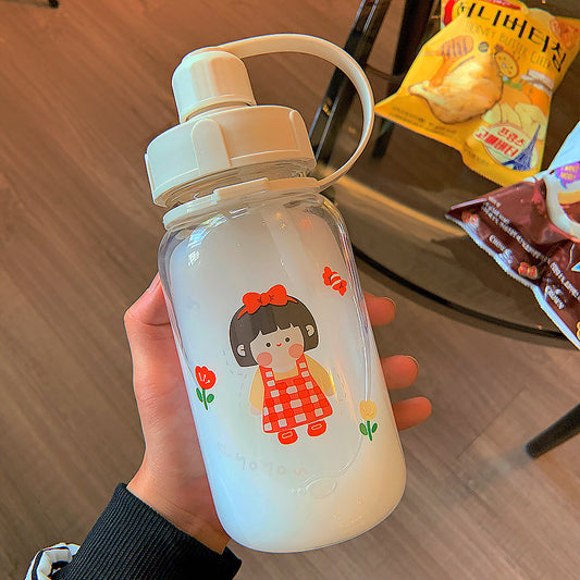 Vaso Térmico de Cristal Transparente Estilo Coreano con Diseño Cute para Estudiantes - Image 2