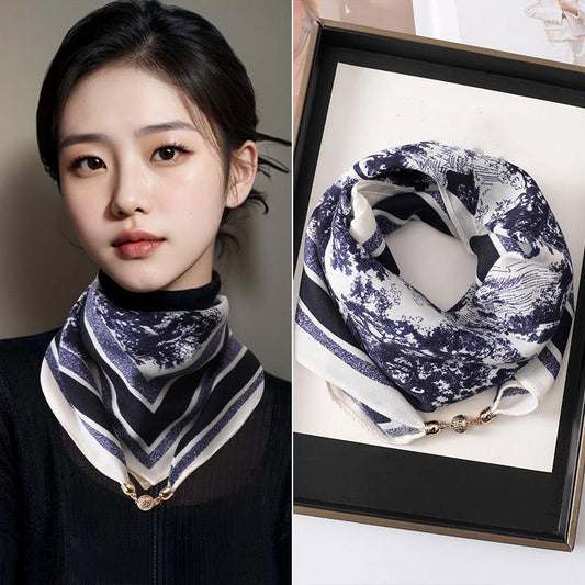 Pañuelo de Seda Cuadrado con Hebilla Magnética para Mujer - Accesorio Invierno - Image 2