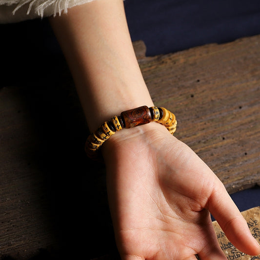 Pulsera de Pareja Ágata Natural con Hueso Tibetano - Image 2