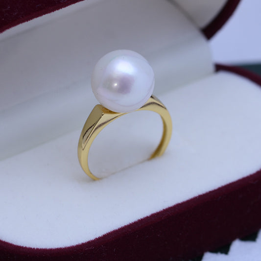 Anillo de Perla Blanca Agua Dulce 12-13mm Círculo Perfecto Brillo Intenso - Image 2