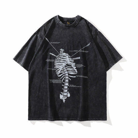Camiseta Suelta Estampado Huesos para Hombre - Image 2