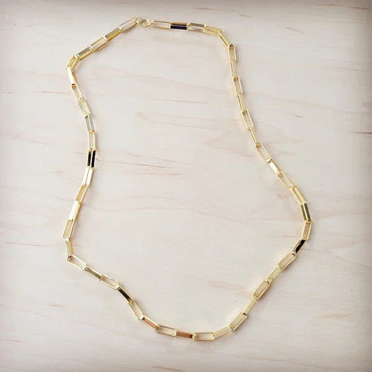 Matte Gold Large Chain Link Layering Necklace 255n