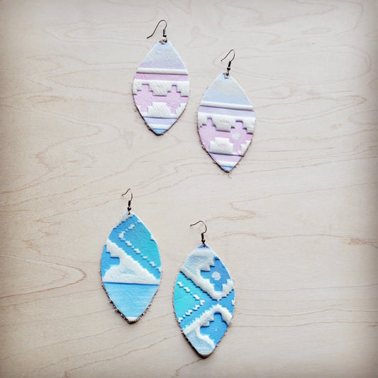 **Leather Oval Earring-Pastel Navajo 224v