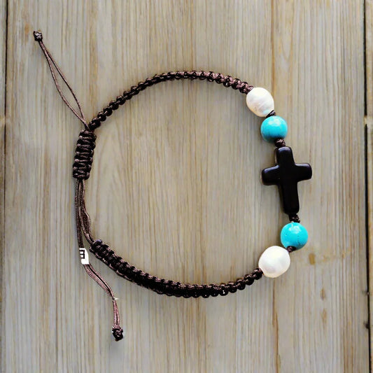 **Adjustable Woven Turquoise Braided Bracelet 806v