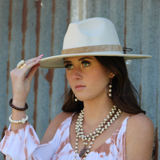 Western Copper Hoop Earrings w/ White Turquoise Beads 224g