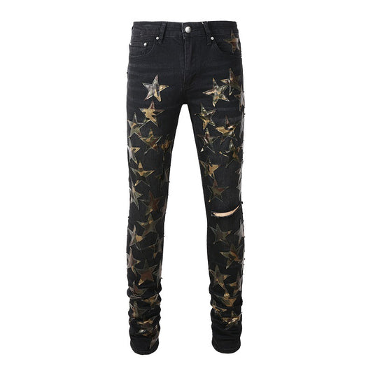 Jeans Rotos de Cuero con Estrella - Tendencia Street Style - Image 2