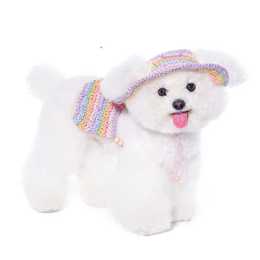 Bolsa de Viaje con Sombrero Tejido para Perros Pequeños - Estilo Vacacional - Image 2