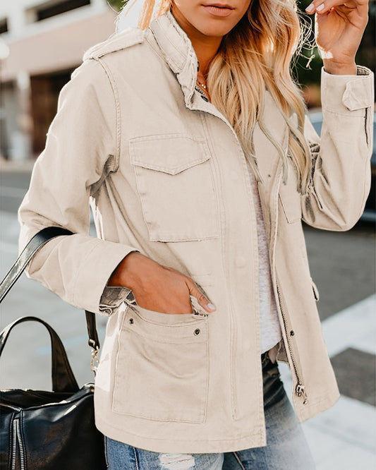 Chaqueta Casual para Mujer con Solapa y Cierre de Cremallera - Image 2