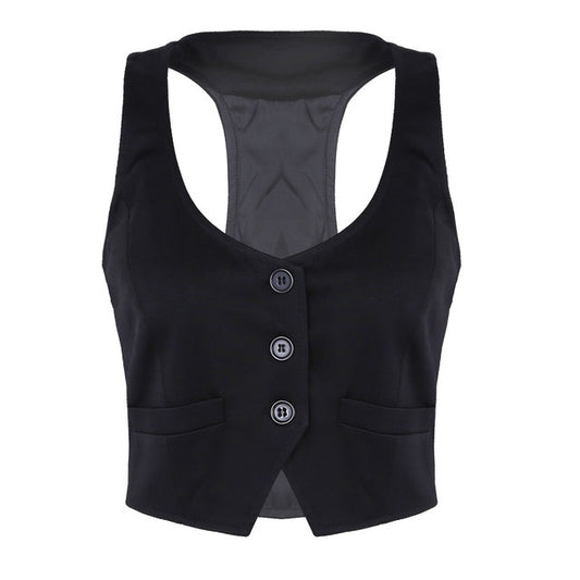 Chaleco Ajustado de Cuello V con Botones para Mujer - Image 2