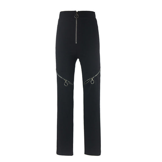 Pantalones Ajustados de Cintura Alta con Cierre y Bota Entallada - Image 2