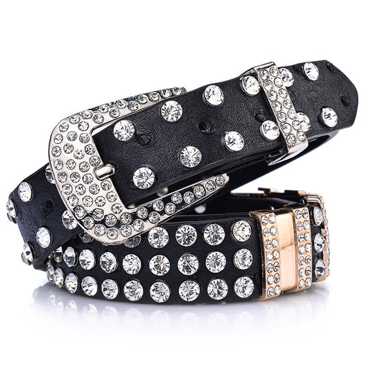 Cinturón Ancho de Moda con Diamantes de Imitación Completos - Image 2