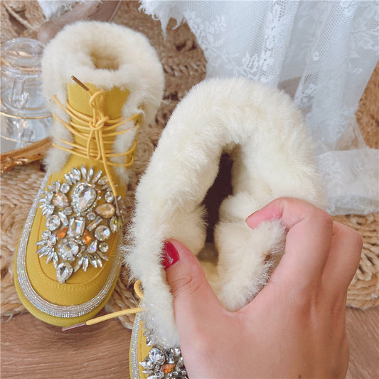 Botas Cortas de Lana Acolchada con Tachuelas de Diamante - Image 2