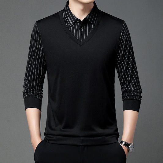 Suéter Tipo Camisa Falsa Dos Piezas para Hombre - Manga Larga Otoño - Image 2