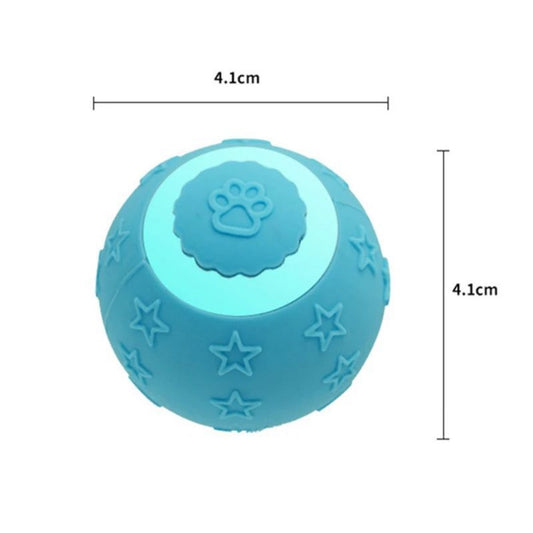 Blue smart ball cat toy with a glowing paw print and star patterns for interactive pet play. - Image 2