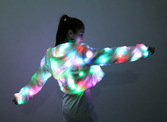 Chaqueta de Pelaje Sintético con Luces LED RGB Multicolor - Image 2