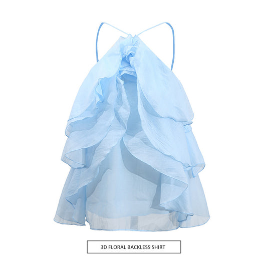 Blusa Halter sin Mangas con Volantes Elegantes - Image 2