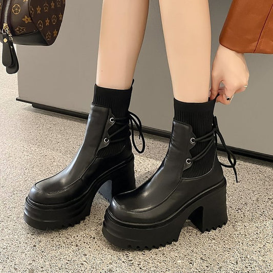 Botas Martin Estilo Británico con Suela Gruesa y Tejido para Mujer - Image 2