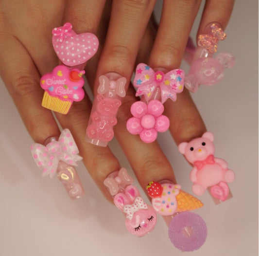 Uñas Postizas Decoradas con Diseño Spot Drill - Manicura Lista para Usar - Image 2