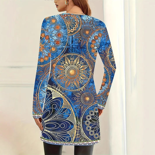 Blusa Larga Estampada sin Cuello para Mujer - Image 2