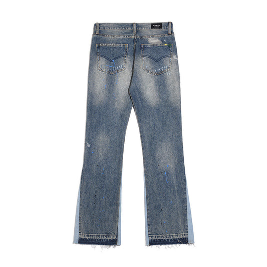 Jeans Casuales Desgastados con Efecto Salpicado de Agua - Image 2