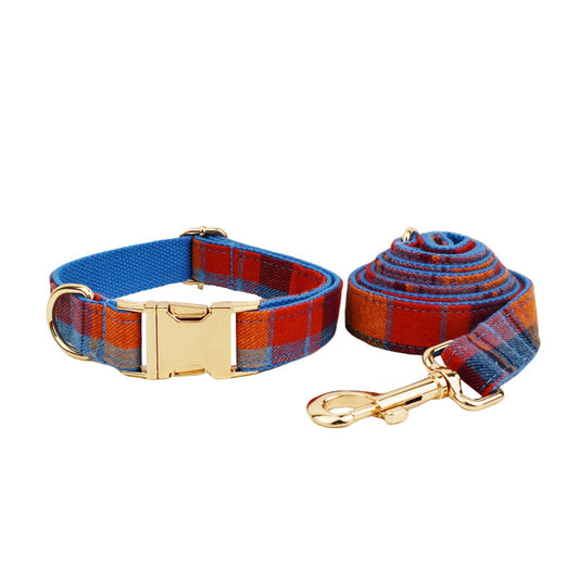 Collar Bandana para Perro Cuadros Azul con Cuerda de Sostén - Image 6