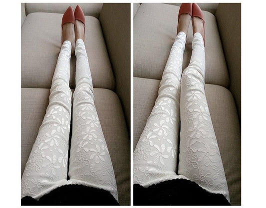 Pantalones Lápiz para Mujer con Detalles de Encaje - Image 2
