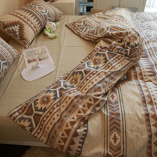 Juego de Cama Bohemio Marrón con Patrón Geométrico - Image 2