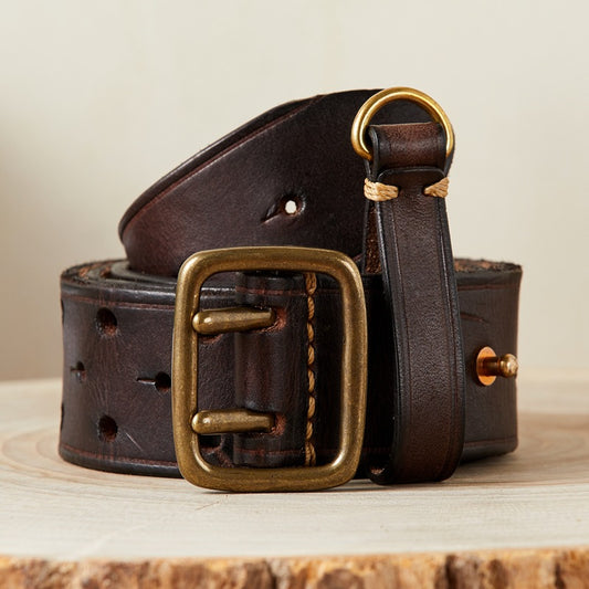 Cinturón de Cuero Genuino Estilo Retro para Hombre - Diseño Versátil y Duradero - Image 2