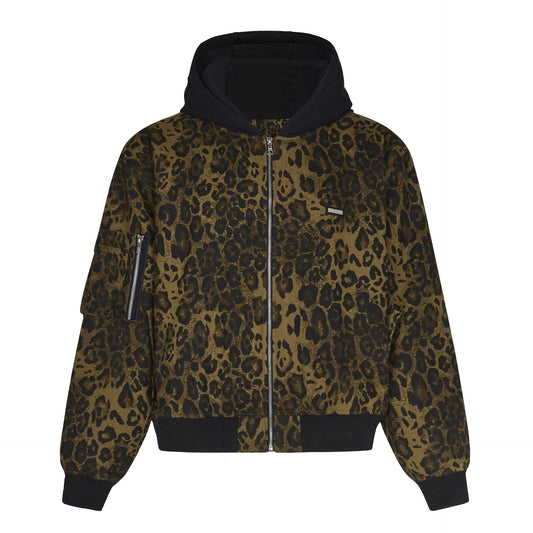 Conjunto Abrigo Vintage Leopardo con Capucha - Invierno Acolchado - Image 2