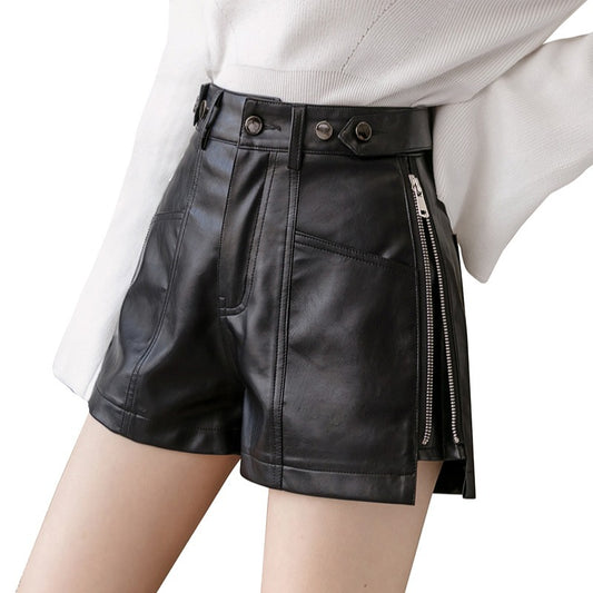 Shorts de Cuero Slim Fit Estilo Coreano Versátil - Image 2