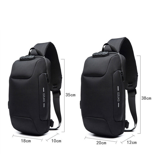 Bolsa Deportiva Cruzada Coreana para Hombre - Mochila Pecho USB - Image 2