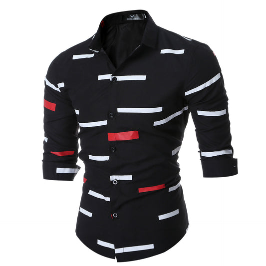 Camisa Estampada Geométrica Primavera para Hombre - Diseño Moderno - Image 2