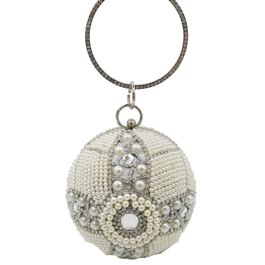 Bolso de Mano Redondo con Perlas y Diamantes - Image 2