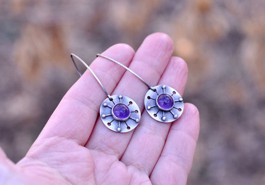 Aretes Colgantes Disco Sol con Patrón Geométrico Europeo y Americano - Image 2