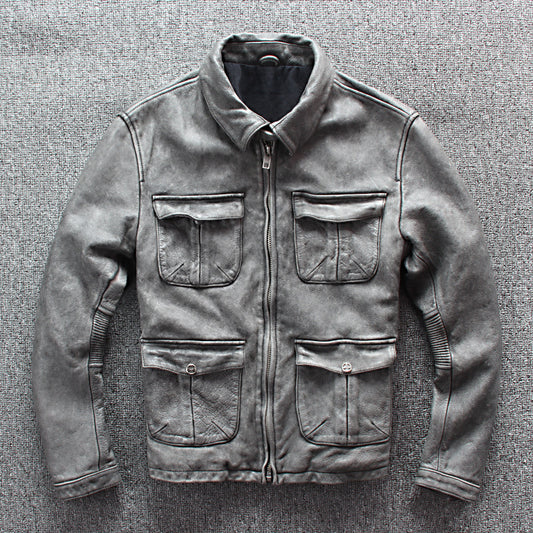 Chaqueta de Cuero para Motociclista con Bolsillos de Negocios - Image 2