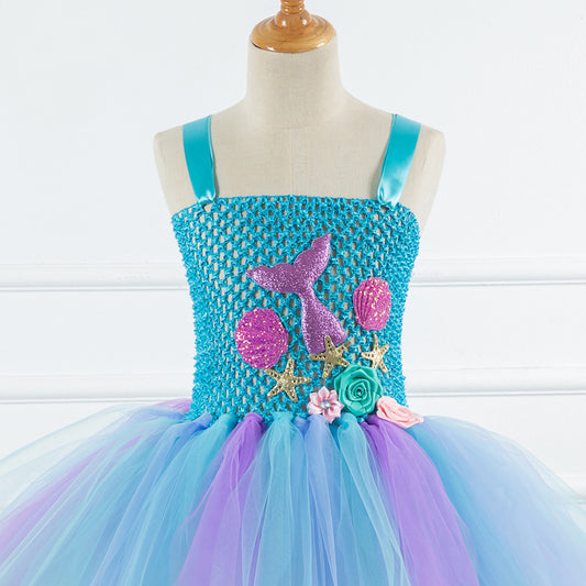 Vestido Princesa Sirena de Tul Brillante para Niñas - Image 2