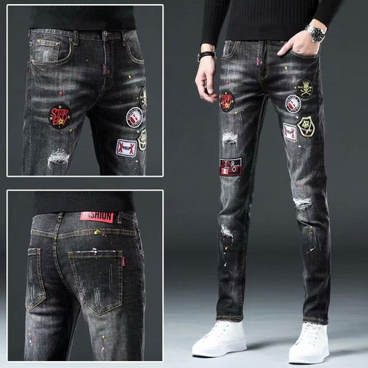 Jeans Casuales para Hombre con Bordado de Águila - Fácil de Combinar - Image 2