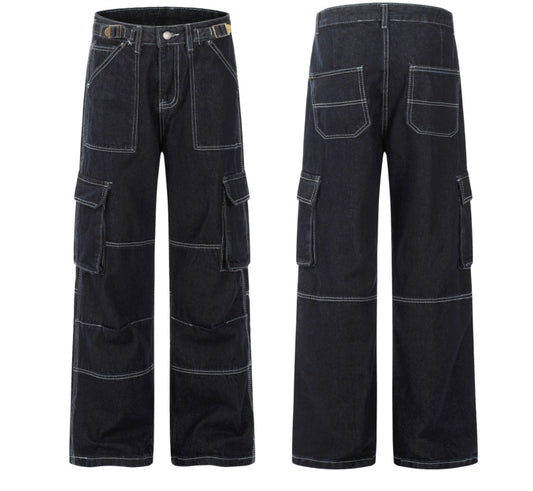 Pantalones Cargo Rectos con Rayas Vintage - Image 2