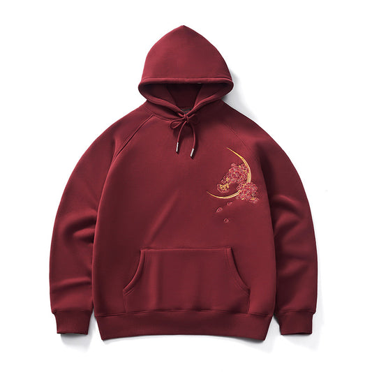 Sudadera con Capucha Dragón Bordado Pesado Otoño Invierno para Hombre - Image 2