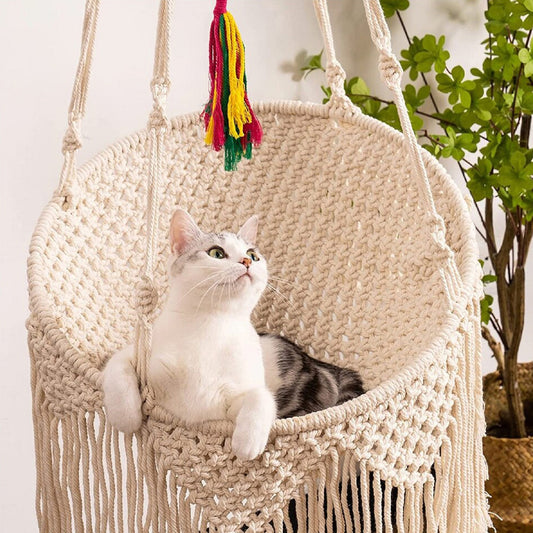 Nido Bohemio Tejido para Gatos con Bolsillo de Red - Image 2